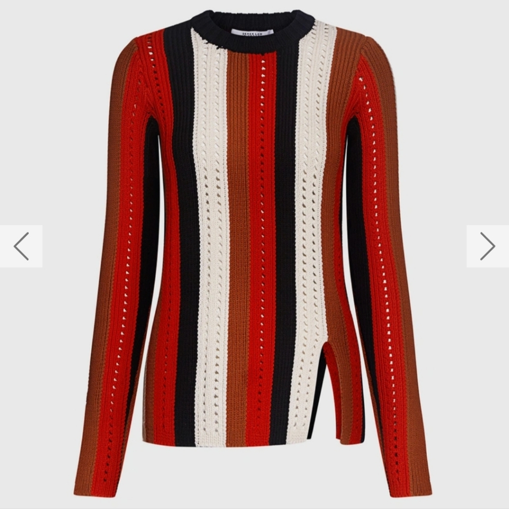 Derrk Lam 10 Crosby Pointelle Knit Striped Knit Top